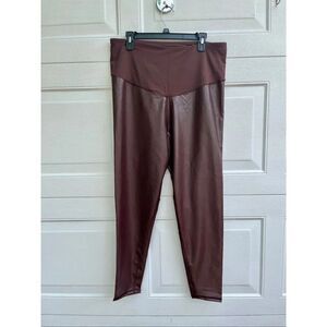 Gap Maternity Faux Leather Leggings Brown High Rise Pull On Pants Large